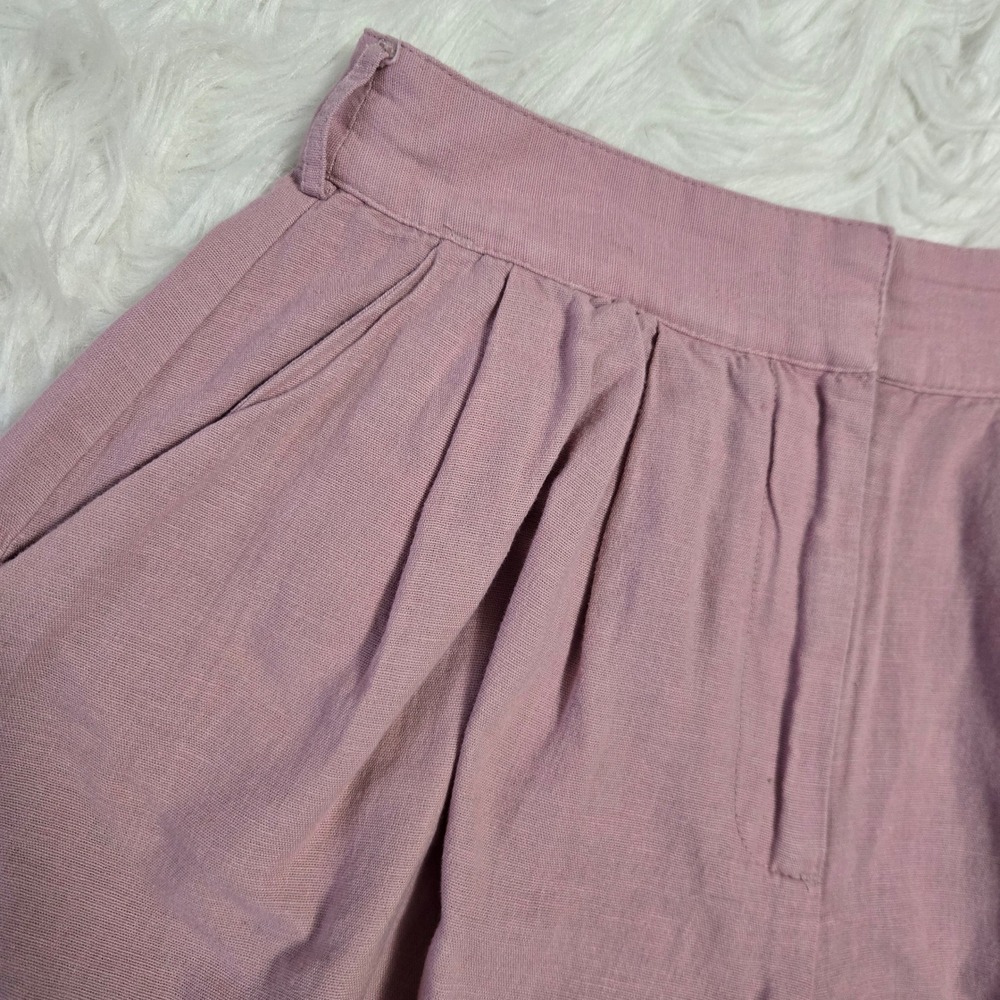 American Eagle Mauve Pink Linen Blend Pleated High Waisted Shorts Womens XS - Picture 12 of 12